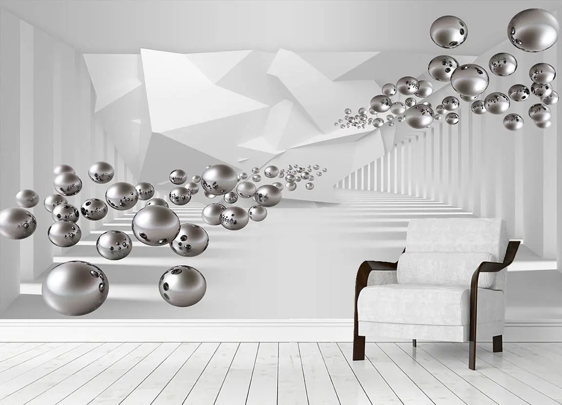 3D Derinlikli Geometrik Duvar Kağıdı