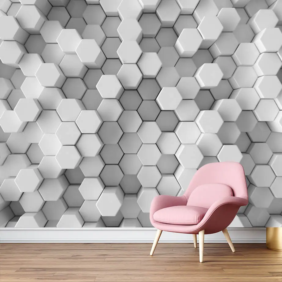3D Derinlikli Geometrik Duvar Kağıdı