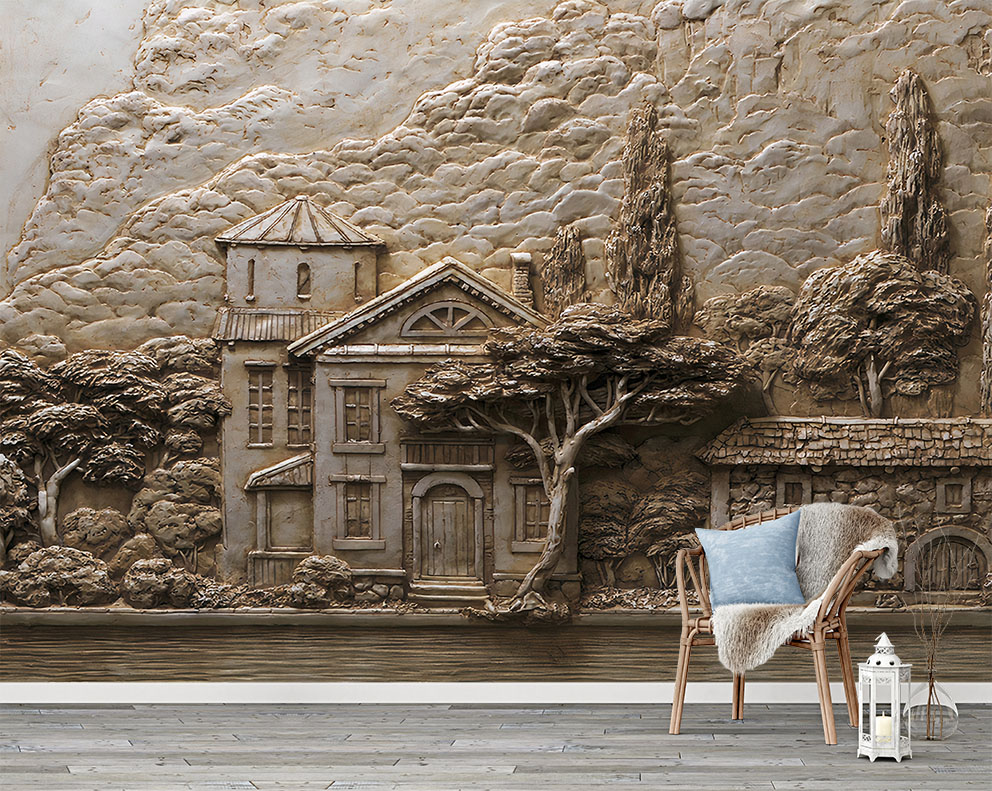 Kabartmalı Doğa Manzaradı Duvar Kağıdı