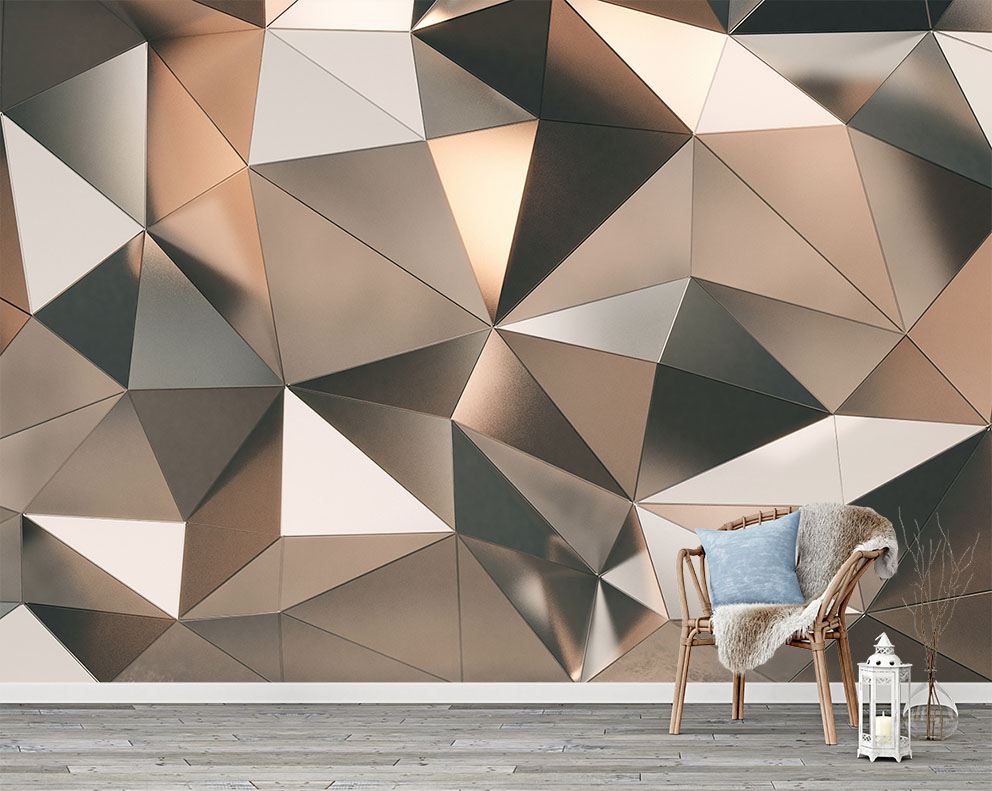 Geometrik Gold Renkli Duvar Kağıdı