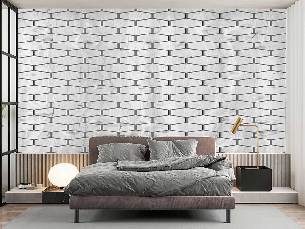 Geometrik Desenli Gri Duvar Kağıdı - Görsel 2