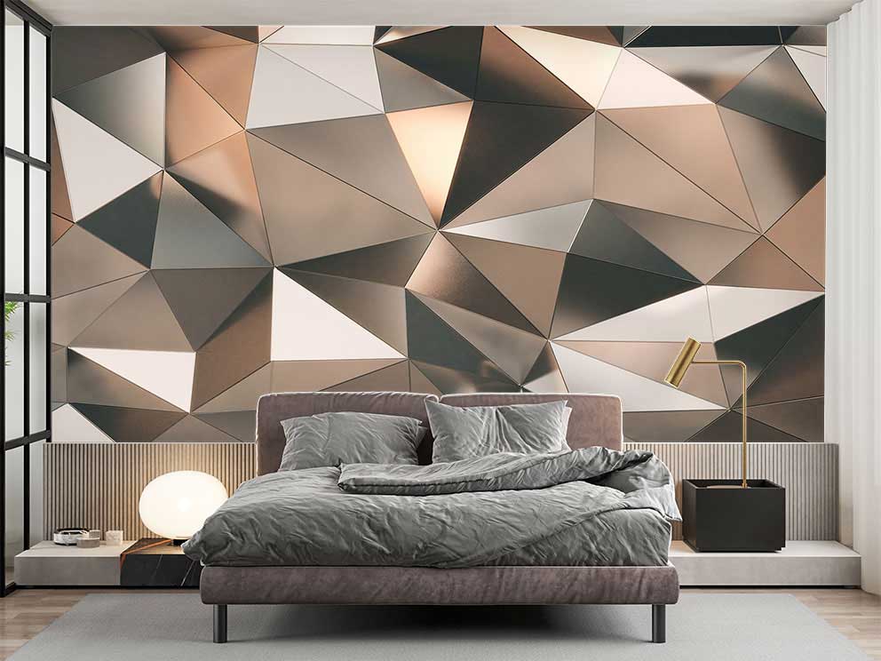Geometrik Gold Renkli Duvar Kağıdı - Görsel 2