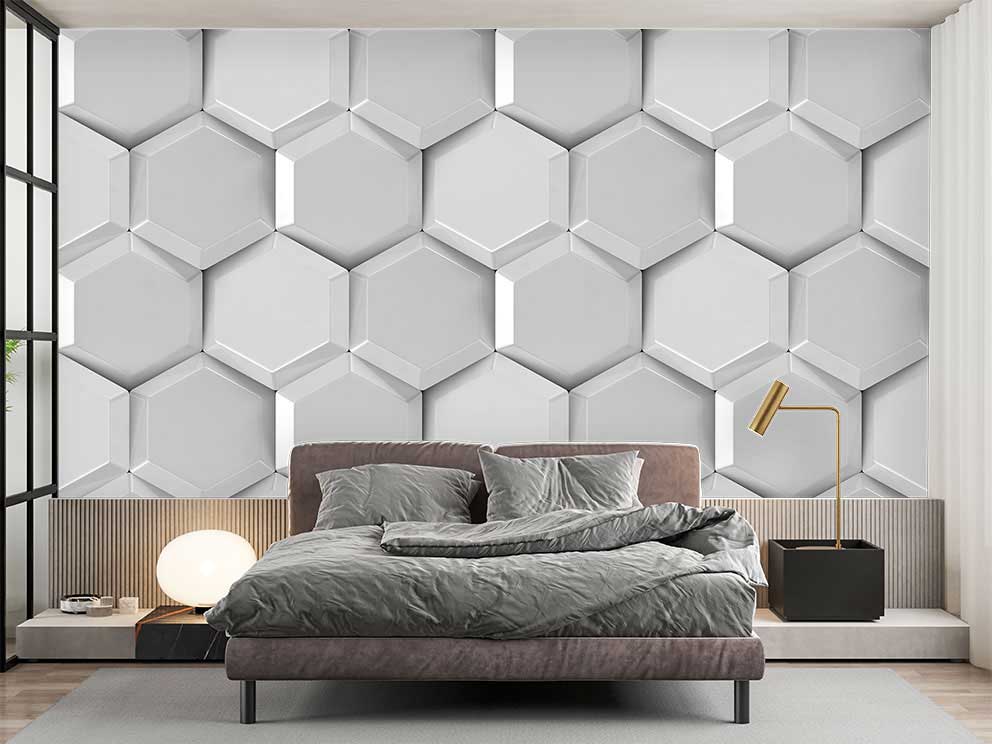Modern Hexagonal Desenli Duvar Kağıdı - Görsel 2