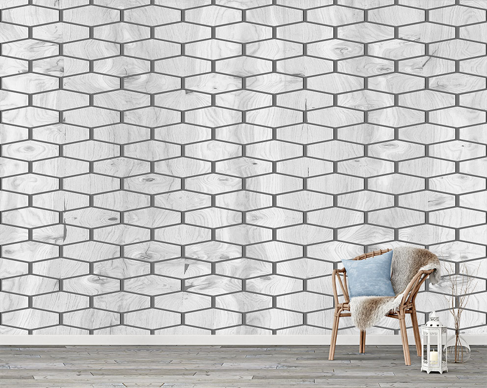Geometrik Desenli Gri Duvar Kağıdı