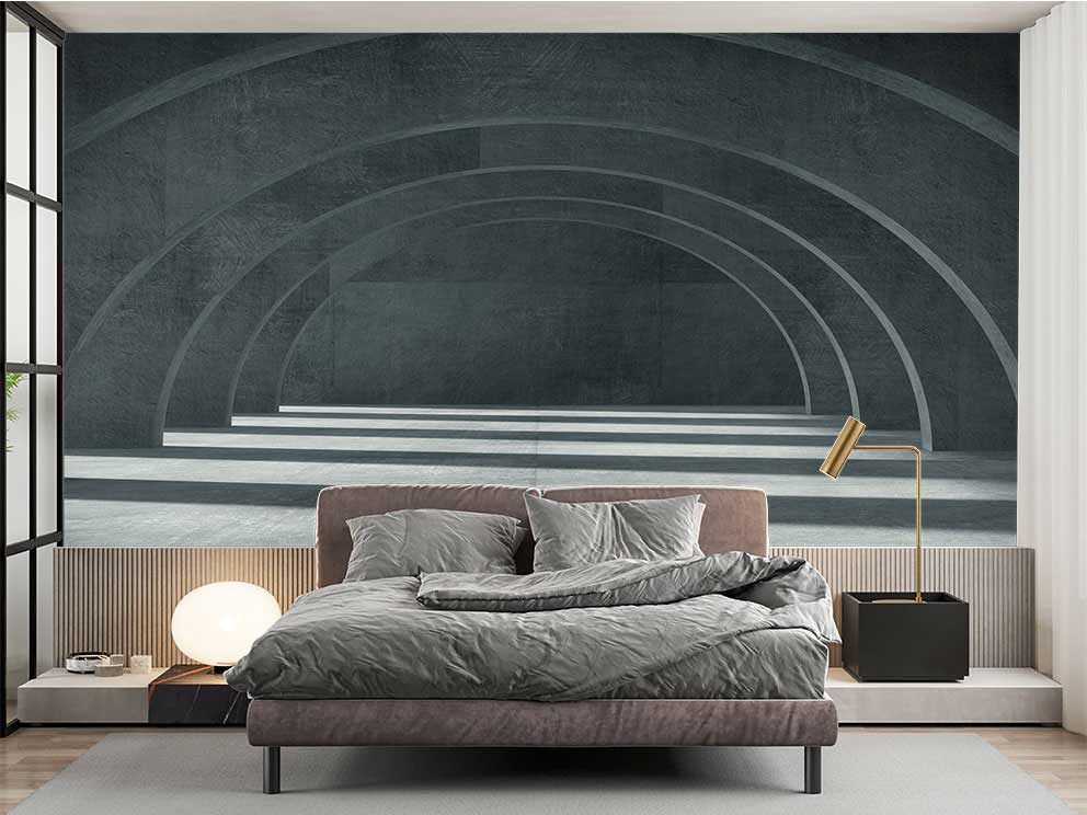 Modern Geometrik Kemer Desenli Duvar Kağıdı – Minimalist İç Mekan Tasarımı için Poster