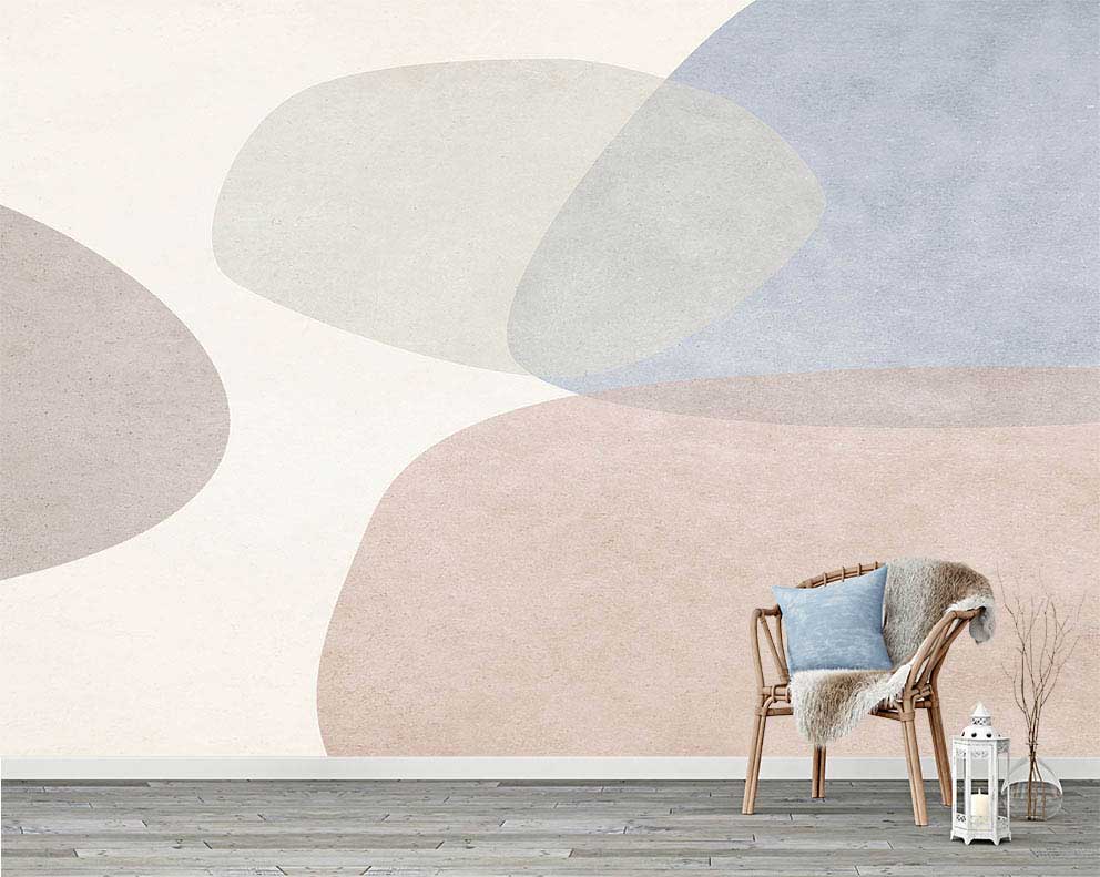 Pastel Renkli Minimalist Geometrik Duvar Kağıdı