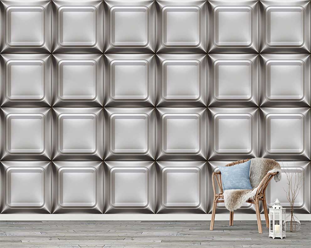 3D Geometrik Desenli Modern Duvar Kağıdı