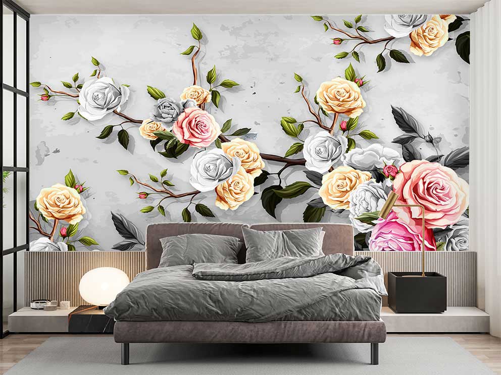 Romantik Gül Desenli Duvar Kağıdı - Görsel 2