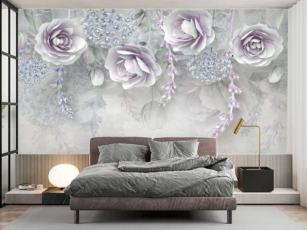 Mor Güller ve Wisteria Duvar Kağıdı