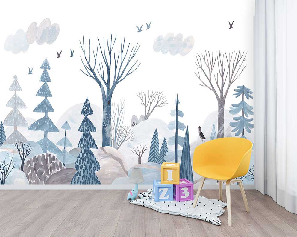 Kış Ormanı Çocuk Odası Duvar Kağıdı