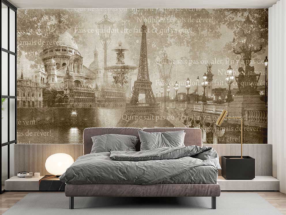 Paris Manzaralı Vintage Duvar Kağıdı - Görsel 2