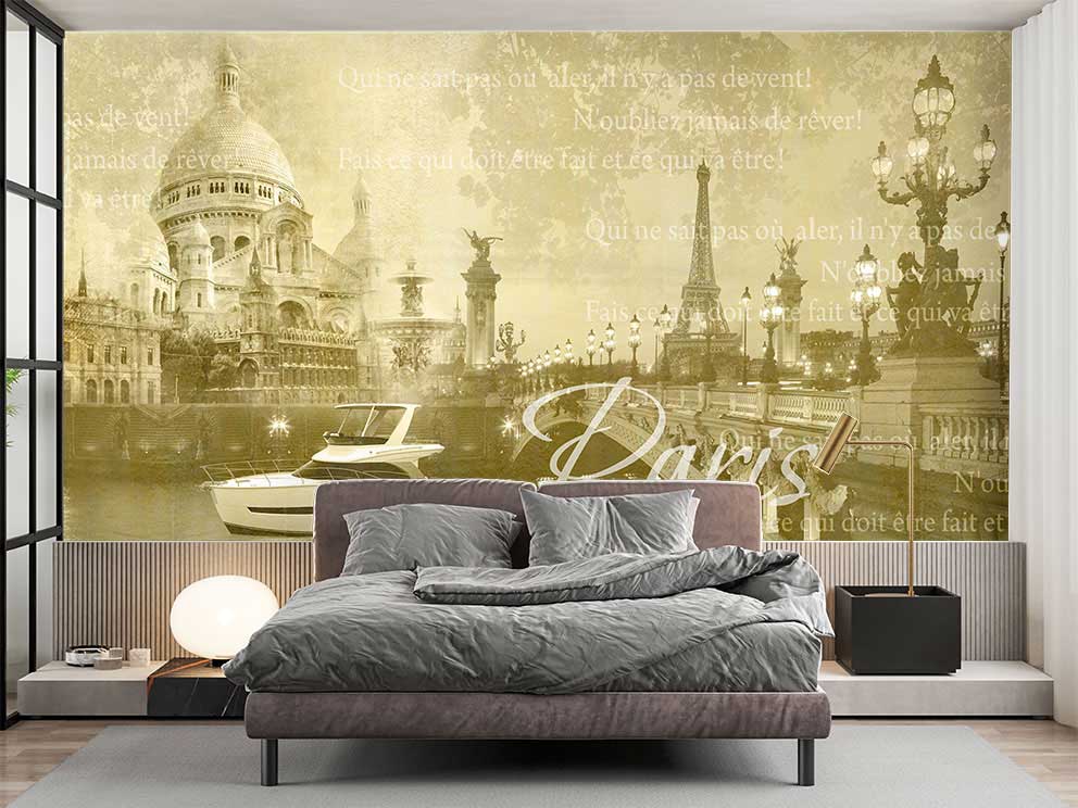 Paris Manzaralı Vintage Duvar Kağıdı - Görsel 2