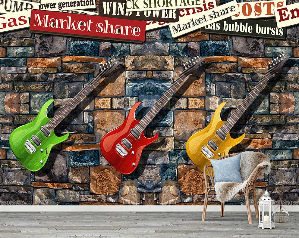 Gitar ve Gazete Duvar Kağıdı