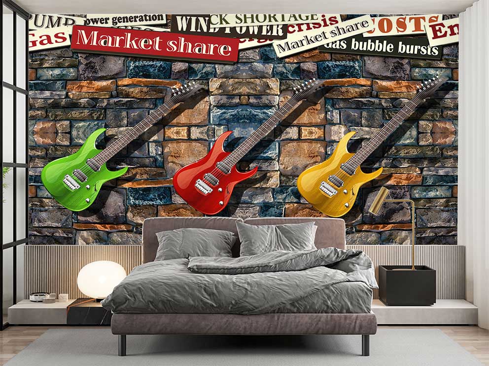 Gitar ve Gazete Duvar Kağıdı - Görsel 2