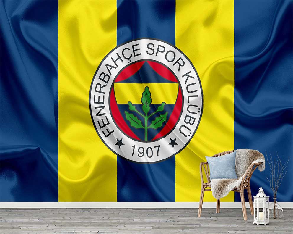 Fenerbahçe Bayrak ve Logolu Duvar Kağıdı Poster Marketi