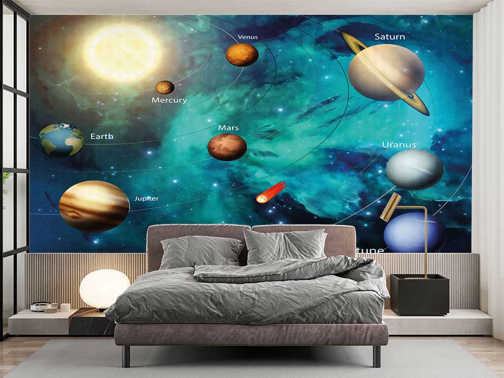 Uzay ve Astronotlar Çocuk Odası Duvar Kağıdı - Görsel 2