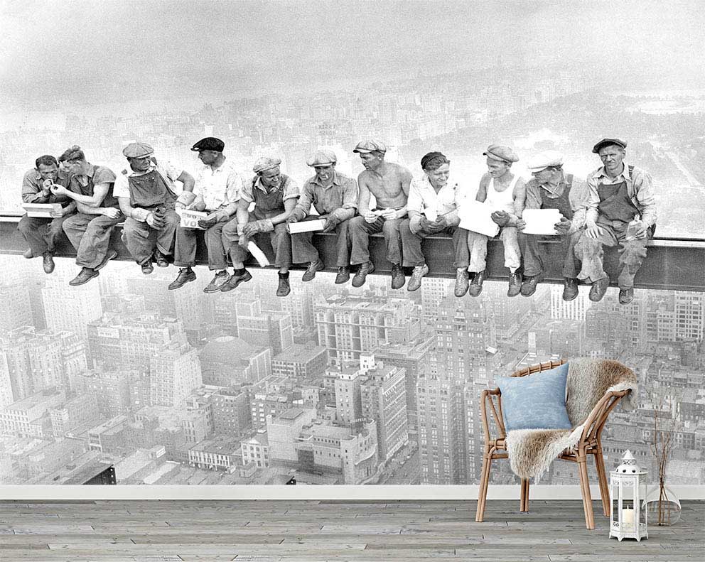 İkonik İnşaat İşçileri Fotoğrafı Desenli Poster Duvar Kağıdı