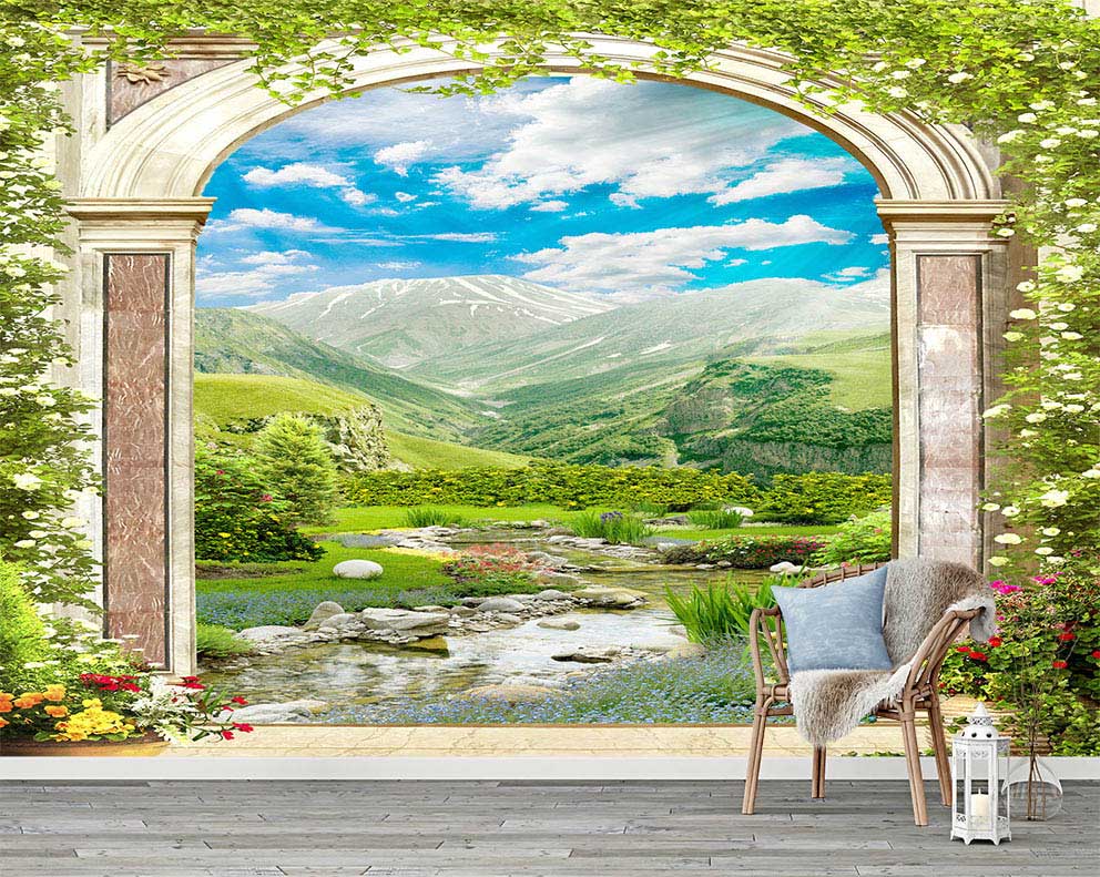 Dağ ve Nehir Manzaralı Duvar Kağıdı - Doğa ve Huzur Temalı Poster