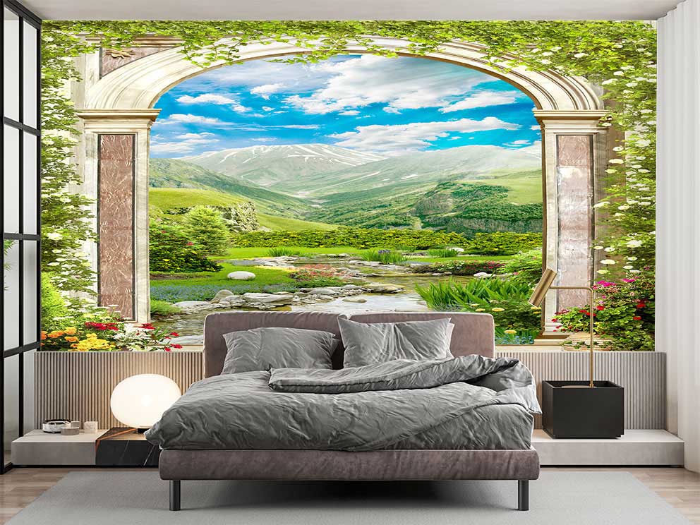 Dağ ve Nehir Manzaralı Duvar Kağıdı - Doğa ve Huzur Temalı Poster - Görsel 2