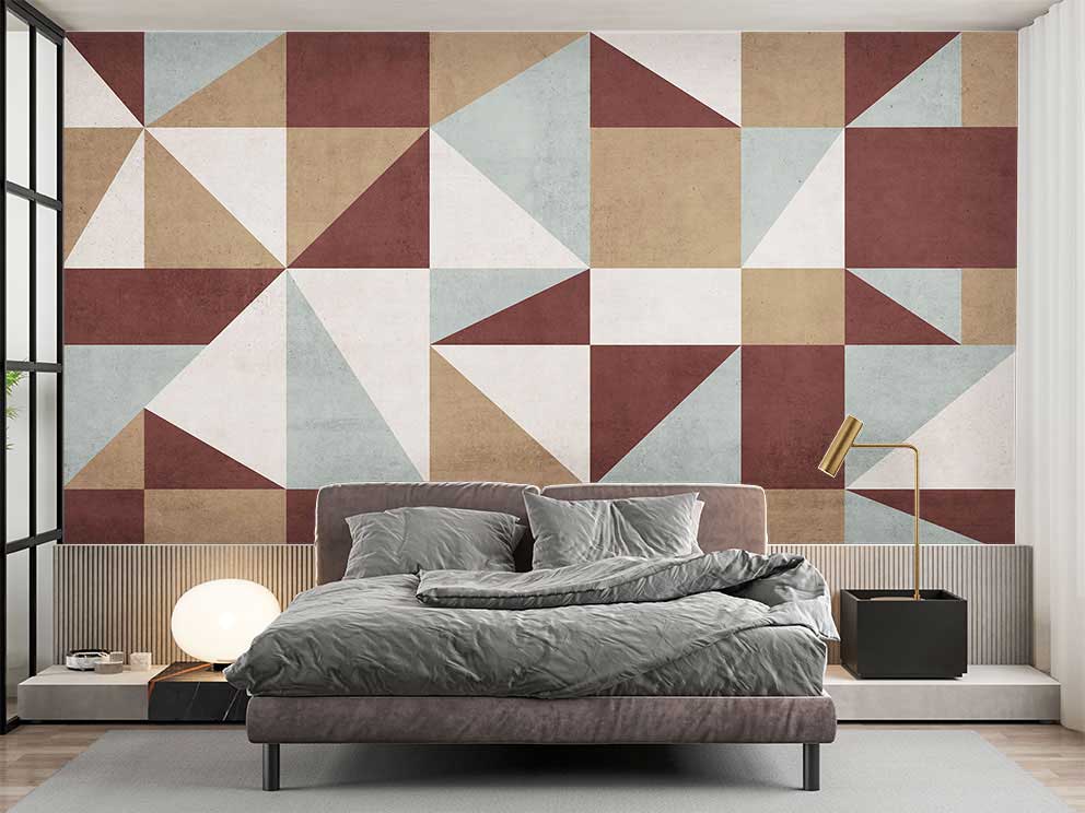 Renkli Geometrik Desenli Duvar Kağıdı - Görsel 2