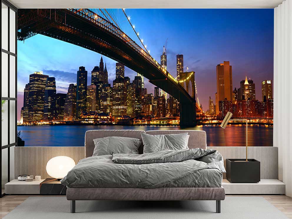 Brooklyn Köprüsü ve New York Manzaralı Duvar Kağıdı - Görsel 2