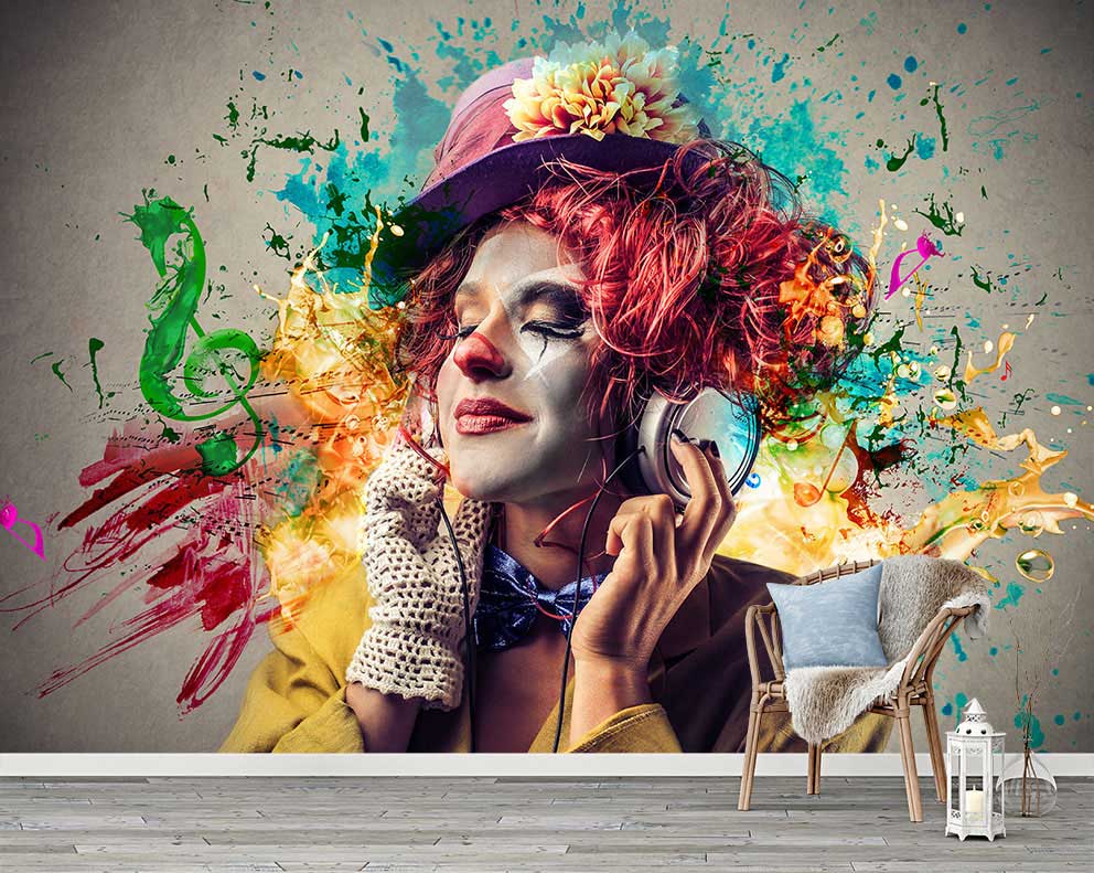 Renkli Müzik Temalı Kişiye Özel Duvar Posteri