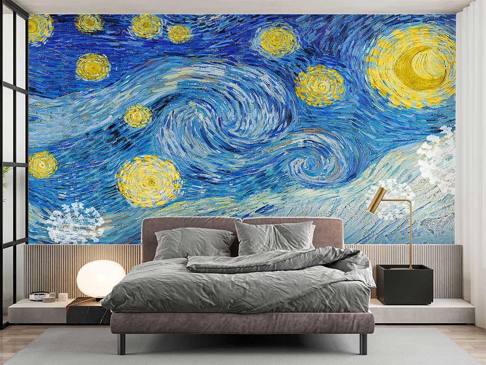 Van Gogh’un Yıldızlı Gece Eserinden İlham Alan Kişiye Özel Duvar Kağıdı
