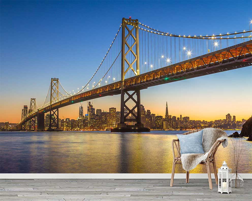 San Francisco Köprüsü Manzaralı Duvar Kağıdı | Şehir Silueti ile Modern Dekor