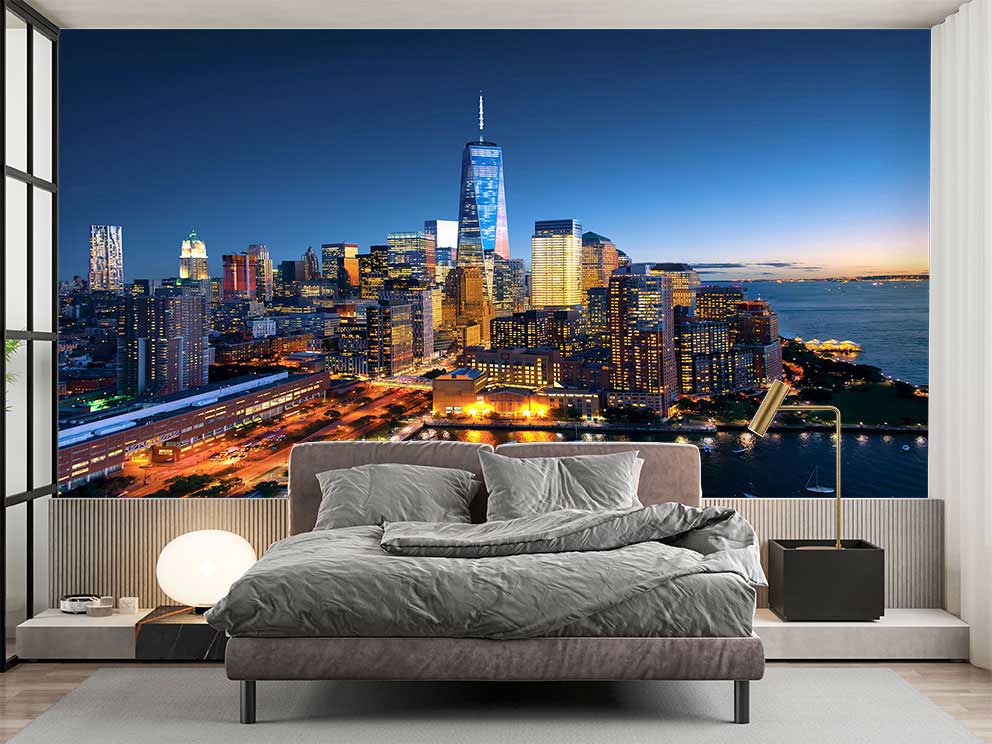 Manhattan Gece Manzaralı Duvar Kağıdı | Şehir Işıklarıyla Evinizi Aydınlatın