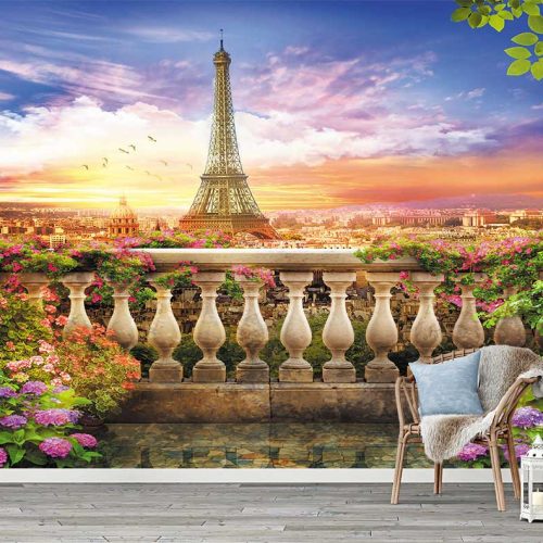 Paris Manzaralı Duvar Kağıdı – Balkon Görünümlü Özel Poster