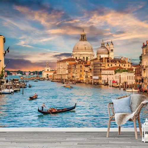 Venedik Gün Batımı Huzuru – Grand Canal ve Santa Maria della Salute Poster Duvar Kağıdı