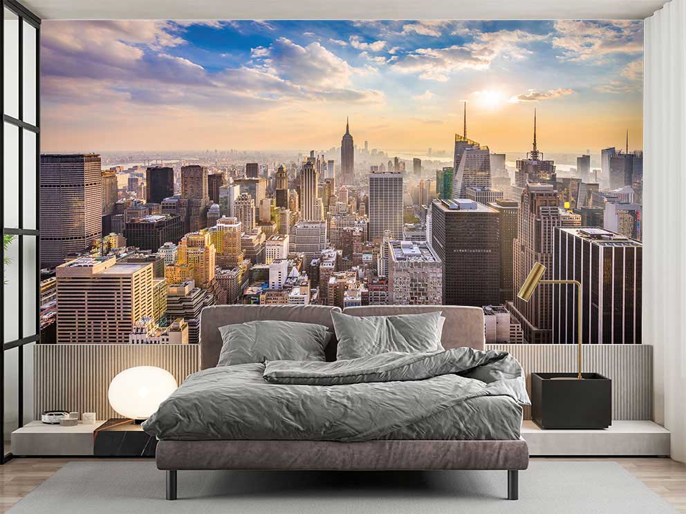 New York Şehir Manzarası Gün Doğumu – Şık İç Mekan Duvar Posteri