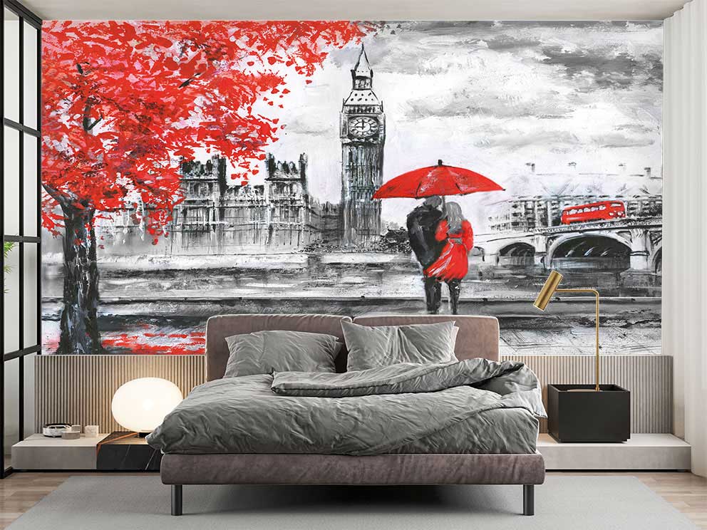 Romantik Londra: Big Ben ve Kırmızı Sonbahar Ağaçları