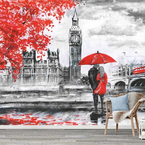 Romantik Londra: Big Ben ve Kırmızı Sonbahar Ağaçları