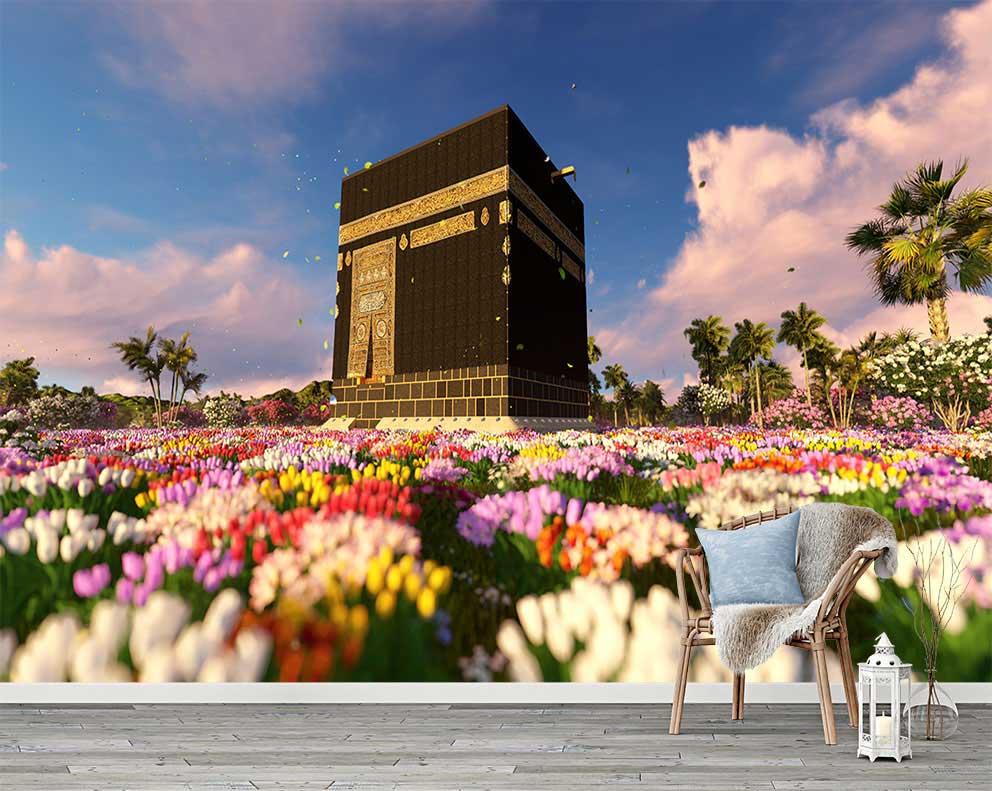 Modern Bahçe ve Kabe Tasarımlı Duvar Kağıdı