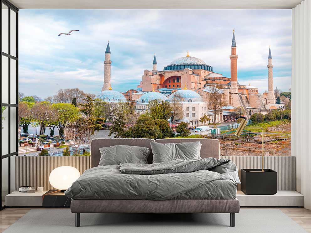 Ayasofya Manzaralı Duvar Kağıdı – Modern Teras Görünümlü İstanbul Poster