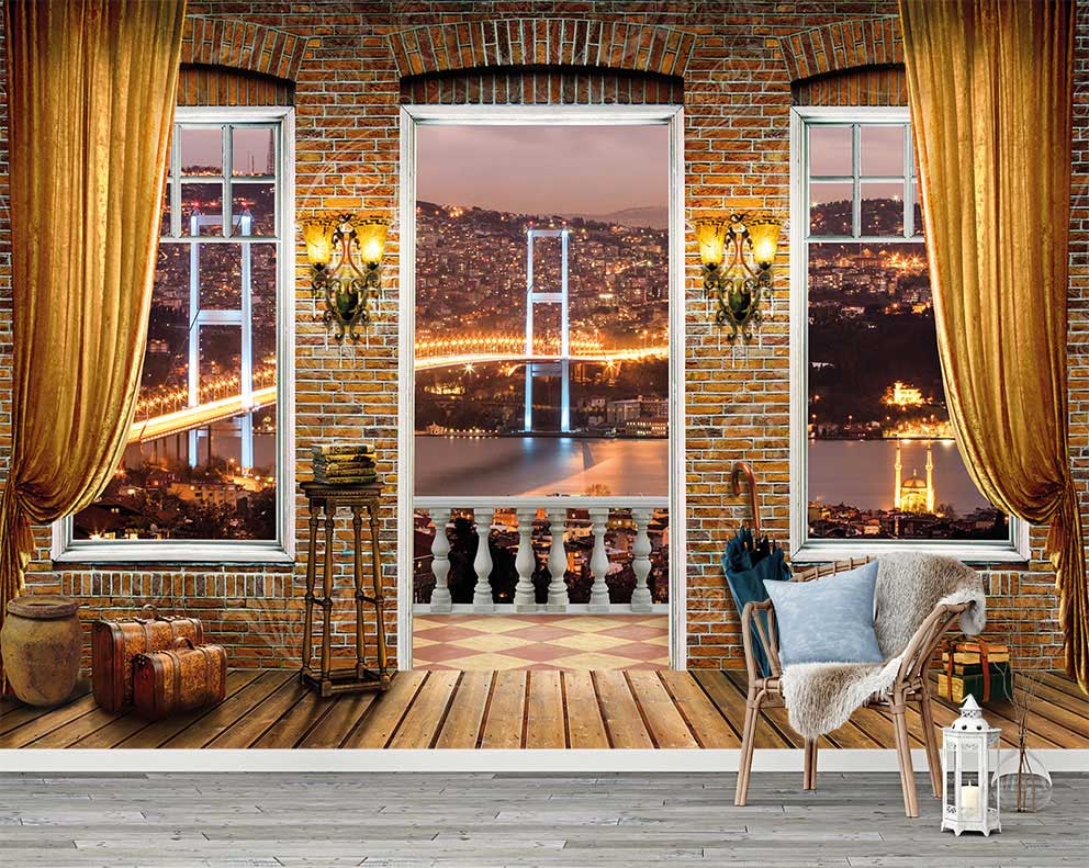 Şehir Manzaralı Gece Köprü Duvar Kağıdı