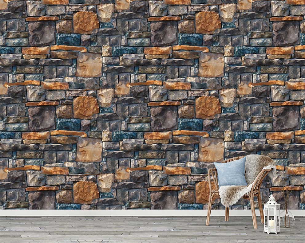 Renkli Doğal Taş Desenli Poster Duvar Kağıdı