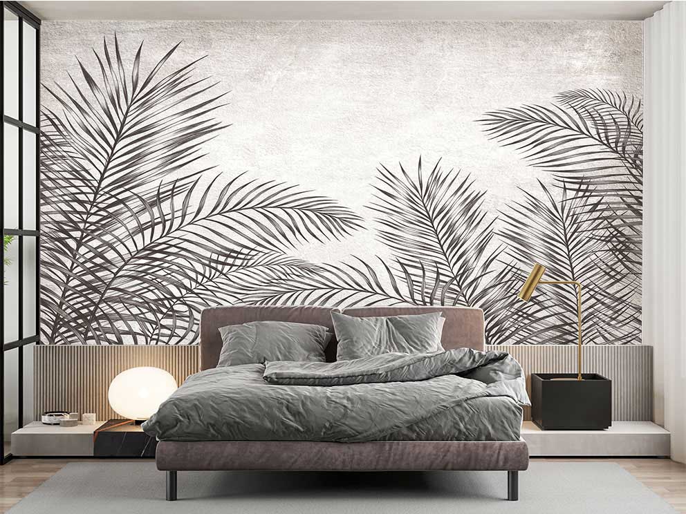 Minimalist Tropikal Yaprak Desenli Duvar Kağıdı - Görsel 2
