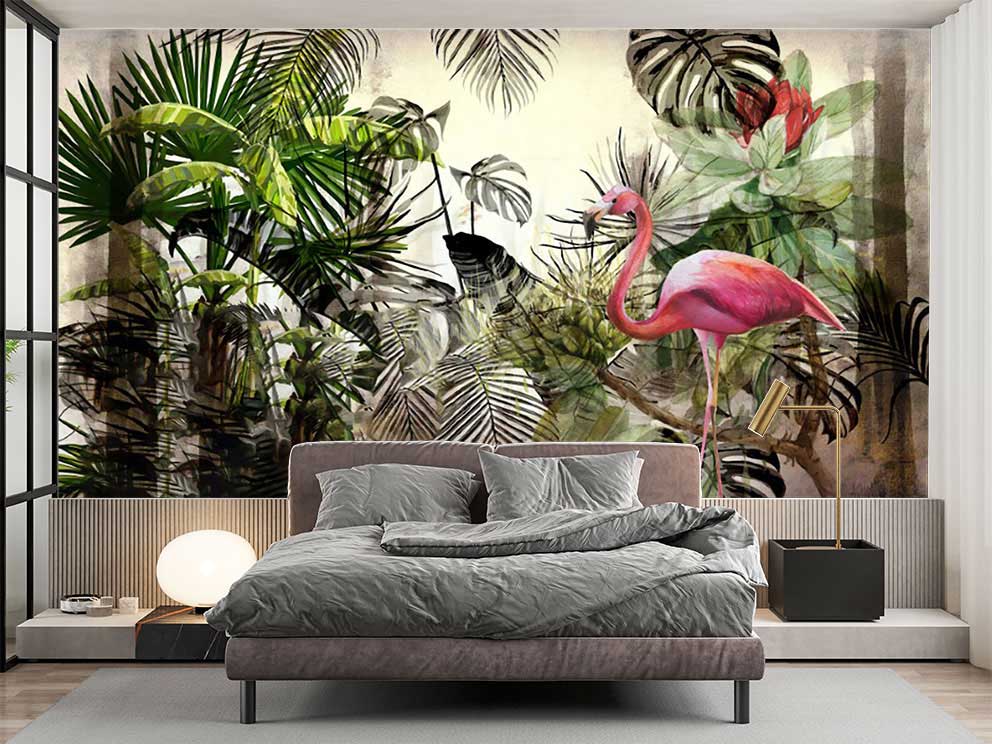 Tropikal Flamingo Cenneti Duvar Kağıdı