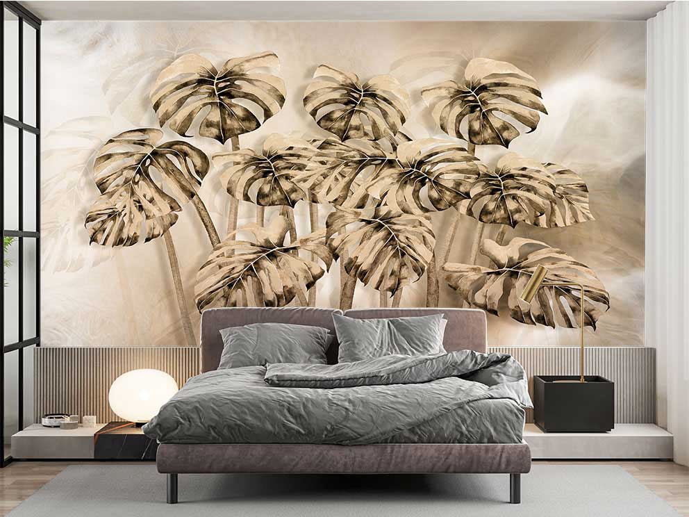Monstera Yaprağı Desenli Tropikal Duvar Kağıdı - Görsel 2