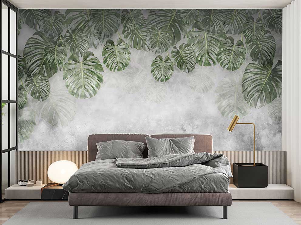 Monstera Yaprakları Temalı Duvar Kağıdı