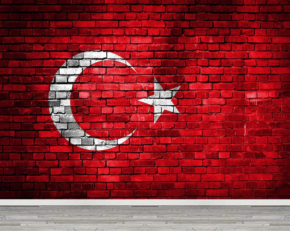 Taş Desen Üzerin Türk Bayrağı Duvar Kağıdı