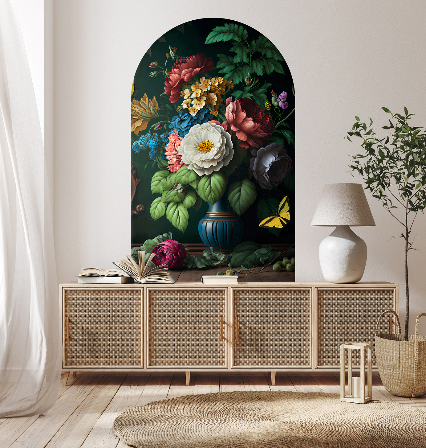 Çiçek Desenli Soyut Duvar Kağıdı - Modern ve Şık