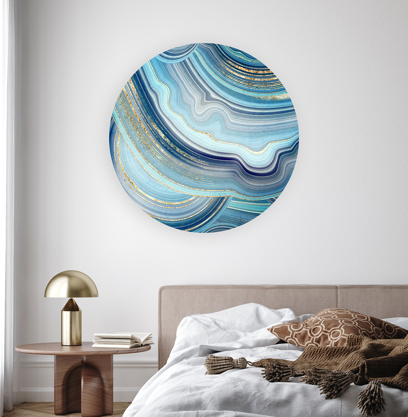 Yuvarlak Mavi ve Altın Desenli Duvar Kağıdı - Modern ve Şık Tasarım - Görsel 8