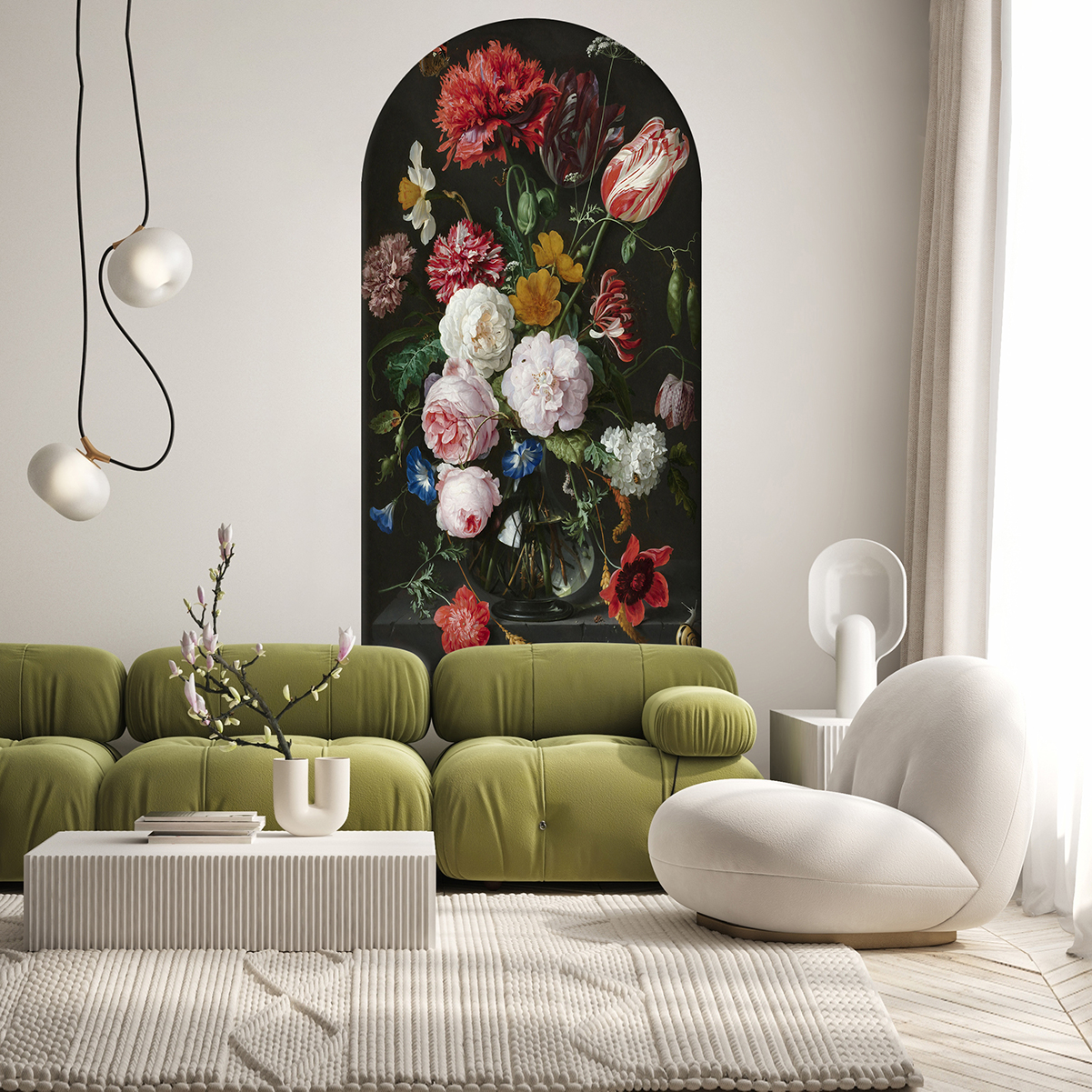 Çiçek Desenli Soyut Duvar Kağıdı - Şık ve Modern - Görsel 4