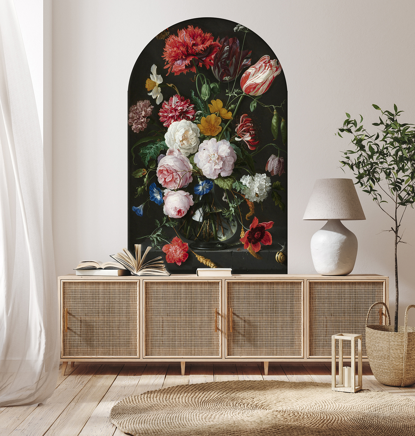 Çiçek Desenli Soyut Duvar Kağıdı - Şık ve Modern