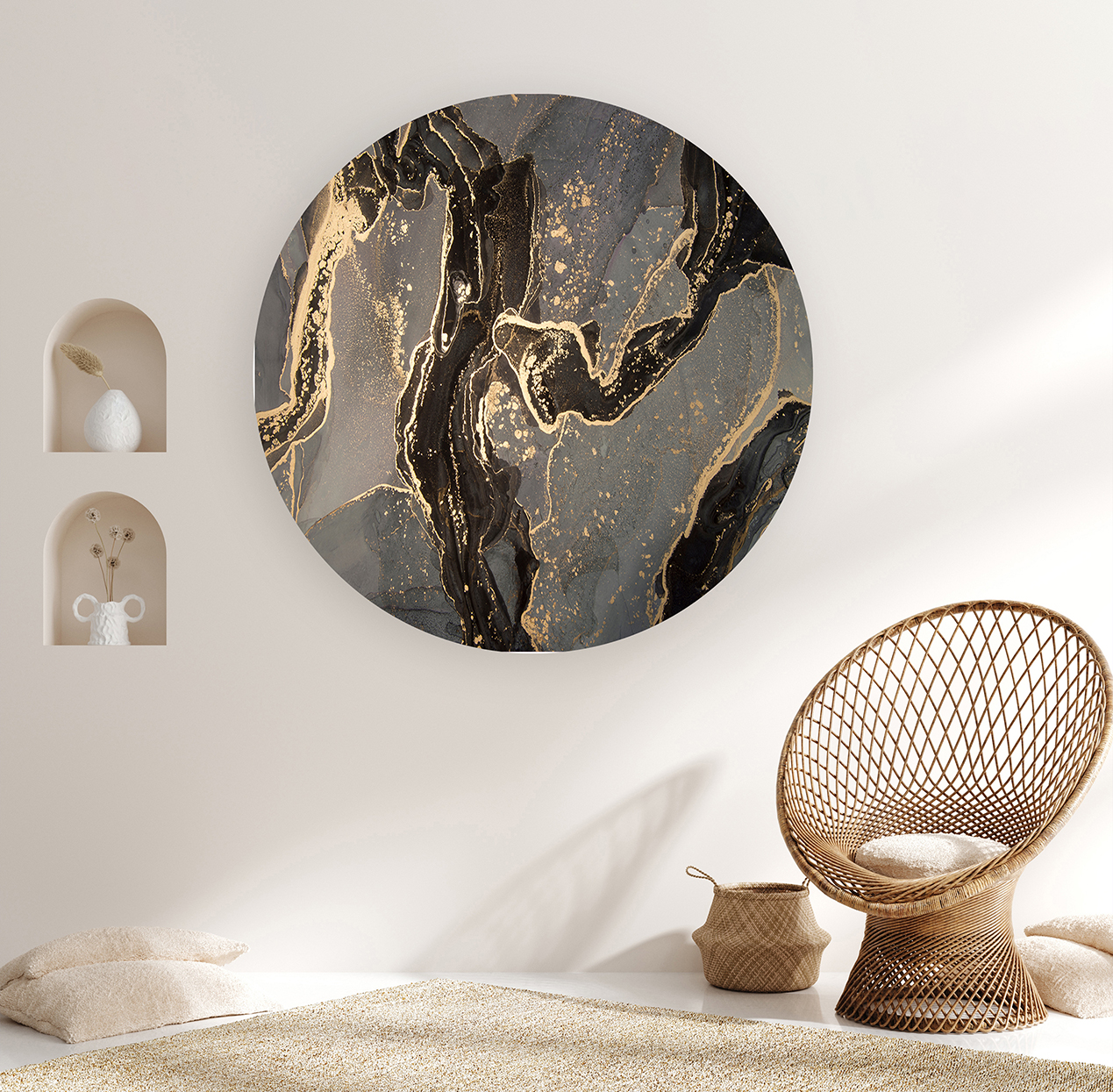 Yuvarlak Mermer Desenli Duvar Kağıdı - Modern Tasarım İçin Şık Seçenek