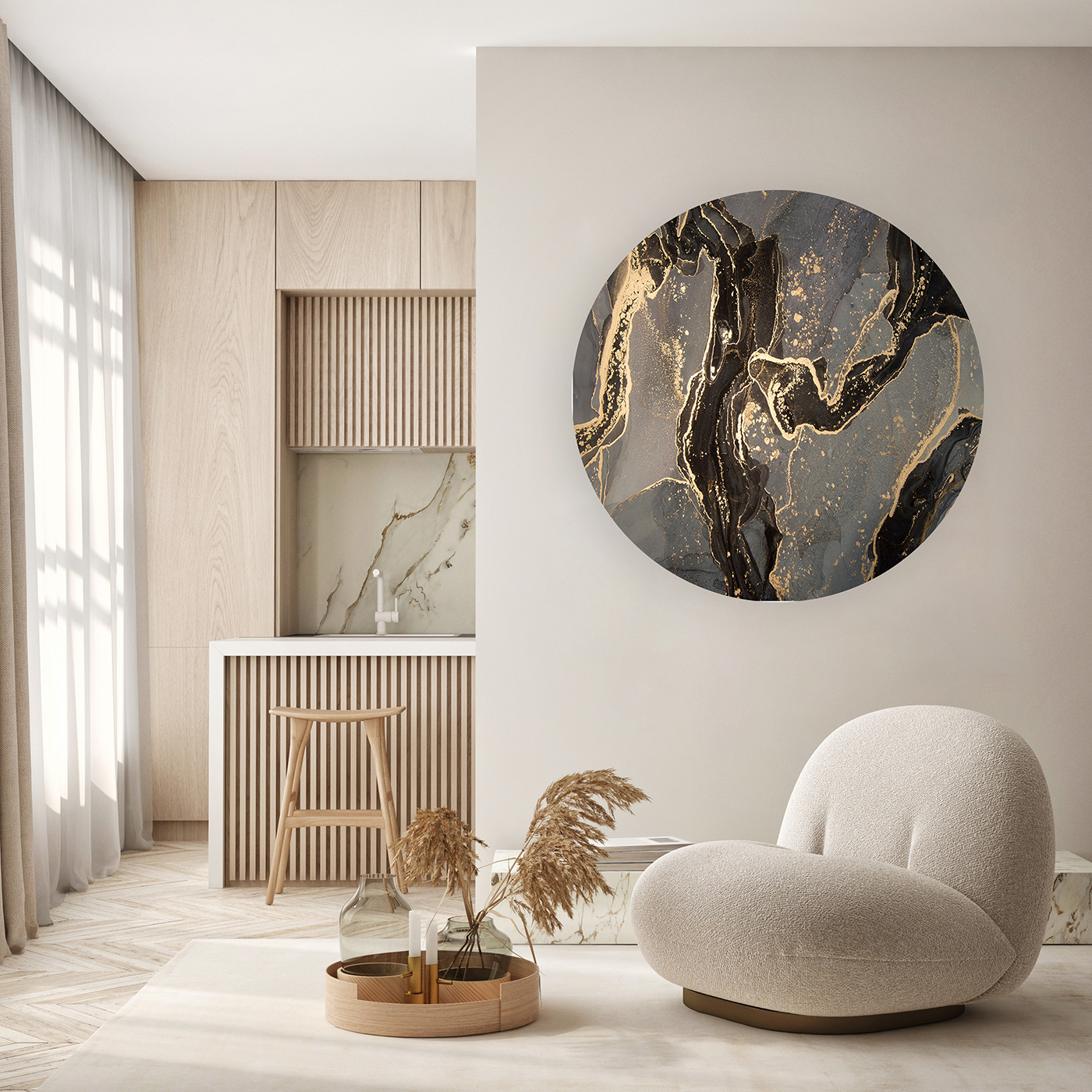 Yuvarlak Mermer Desenli Duvar Kağıdı - Modern Tasarım İçin Şık Seçenek - Görsel 5