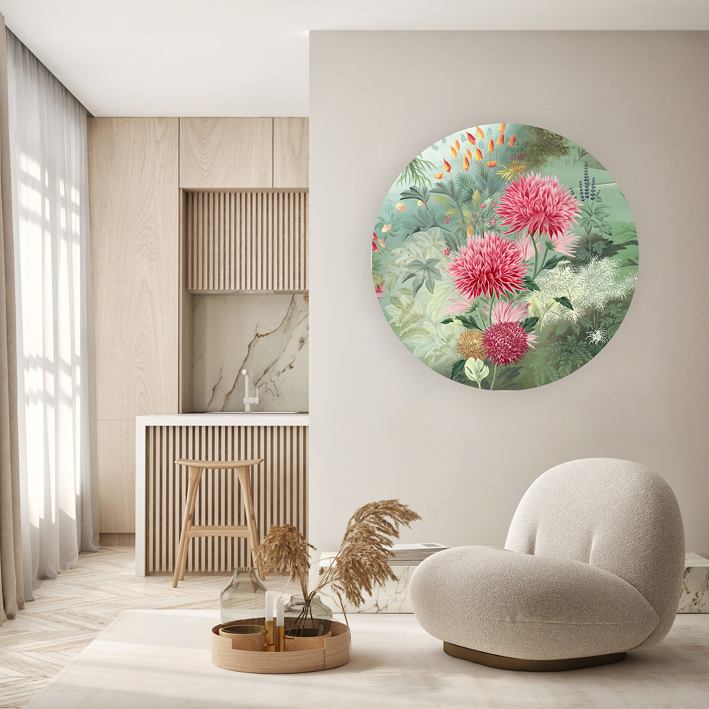 Renkli Çiçekler ve Tropikal Bitkiler Duvar Kağıdı – Kendinden Yapışkanlı Doğal Tasarım - Görsel 7